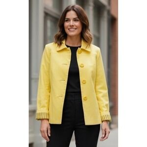 Judith Hart Petites Yellow Cotton Spandex Blend Button Front Jacket Size 12P